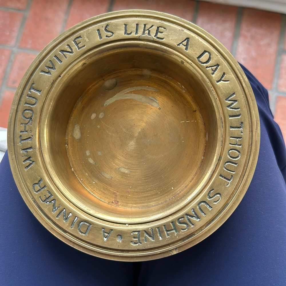 SOLID AND SUPER HEAVY BRASS WINE PLATE VINTAGE
